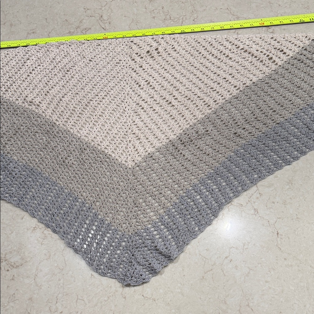 Handmade Crocheted Triangle Shawl in Neutral Ombre Handmade by Me!
